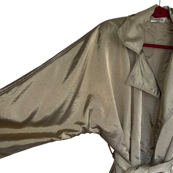 Mycra Pac Designer Wear Womens Trench Rain Coat One Size Gold Belted Pockets - Picture 3 of 16